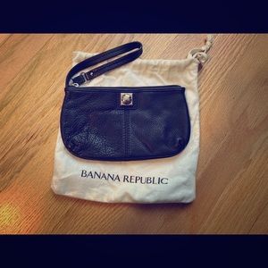Banana Republic black leather wristlet